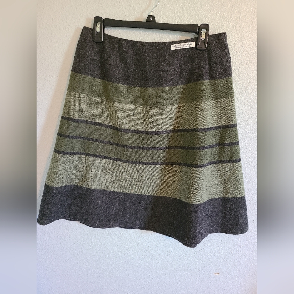 Vintage Y2K Pendleton Mini Wool Grey And Green Striped A-line Short Skirt